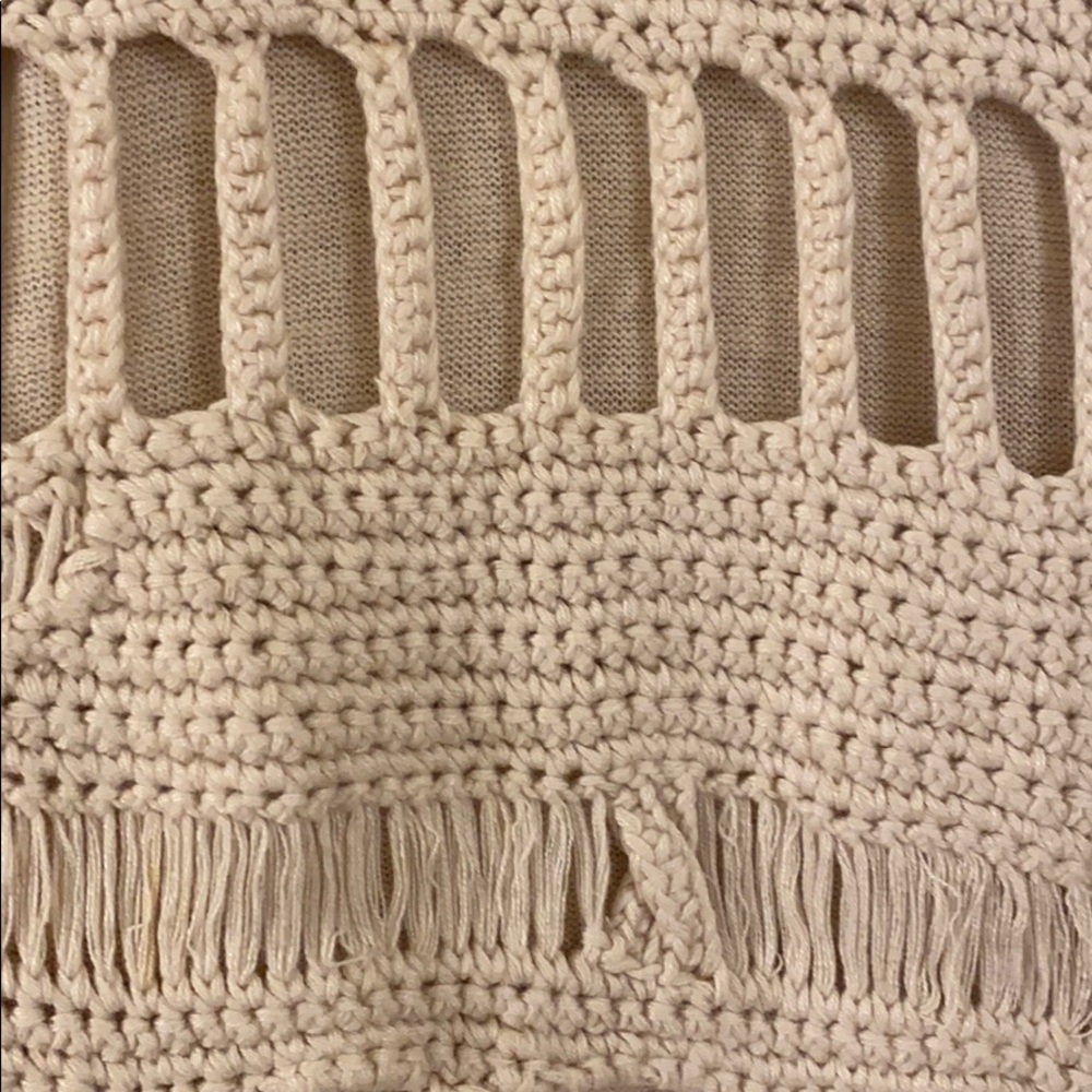 Chico’s Linen Blend Macramé Zippered Cardigan - Picture 3 of 7
